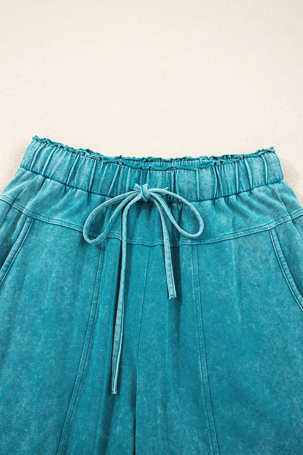 Lapis Mineral Wash Knot High Waist Raw Hem Pants