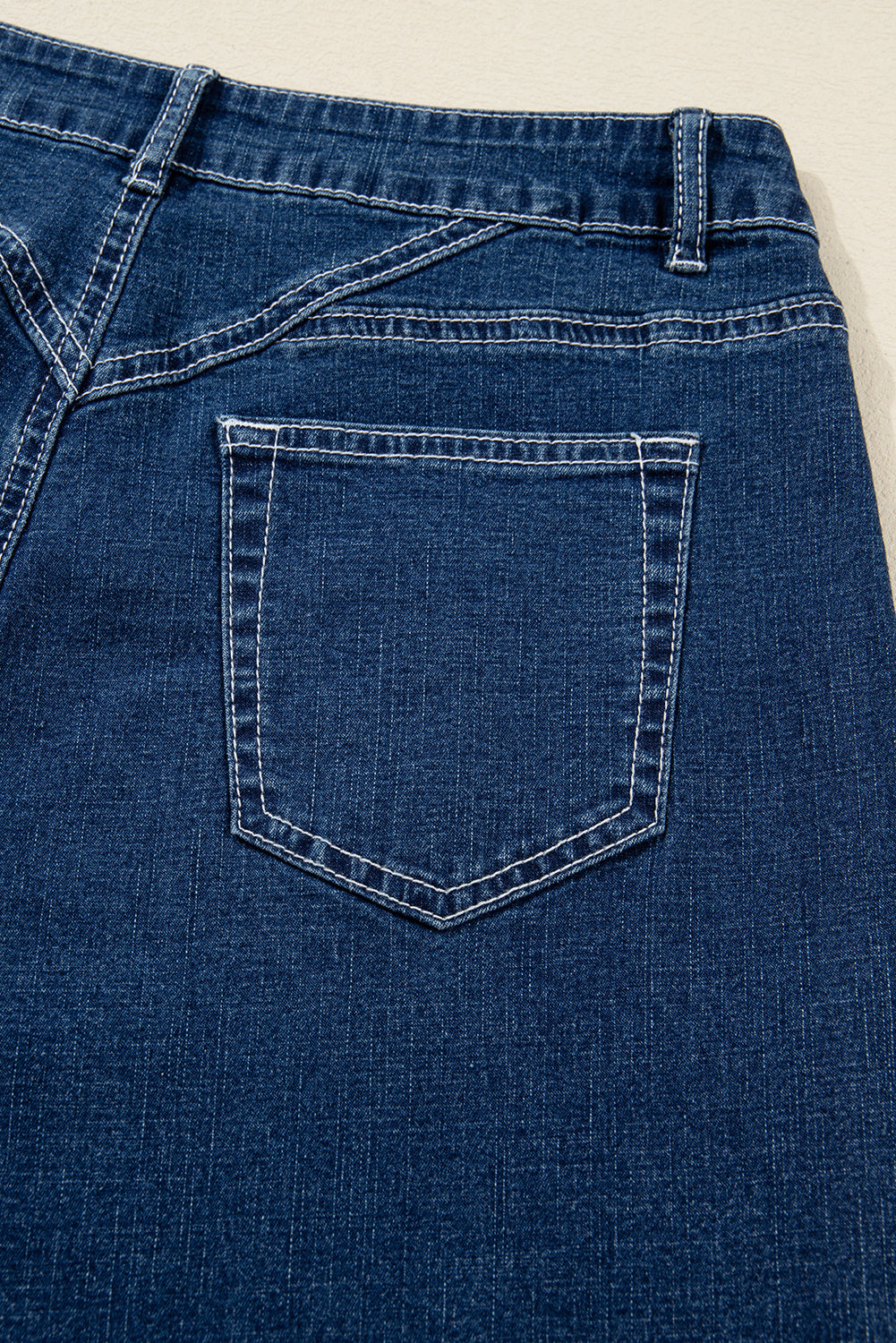 Sail Blue Stitched Waist Detail Cuffed Jeans