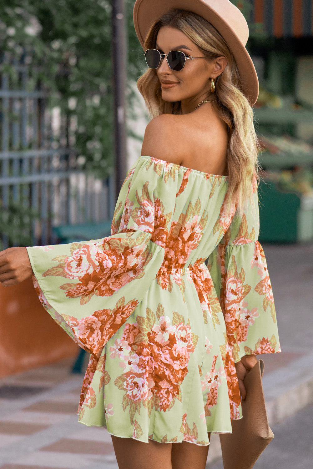 Floral Off-Shoulder Tassel Tie Romper