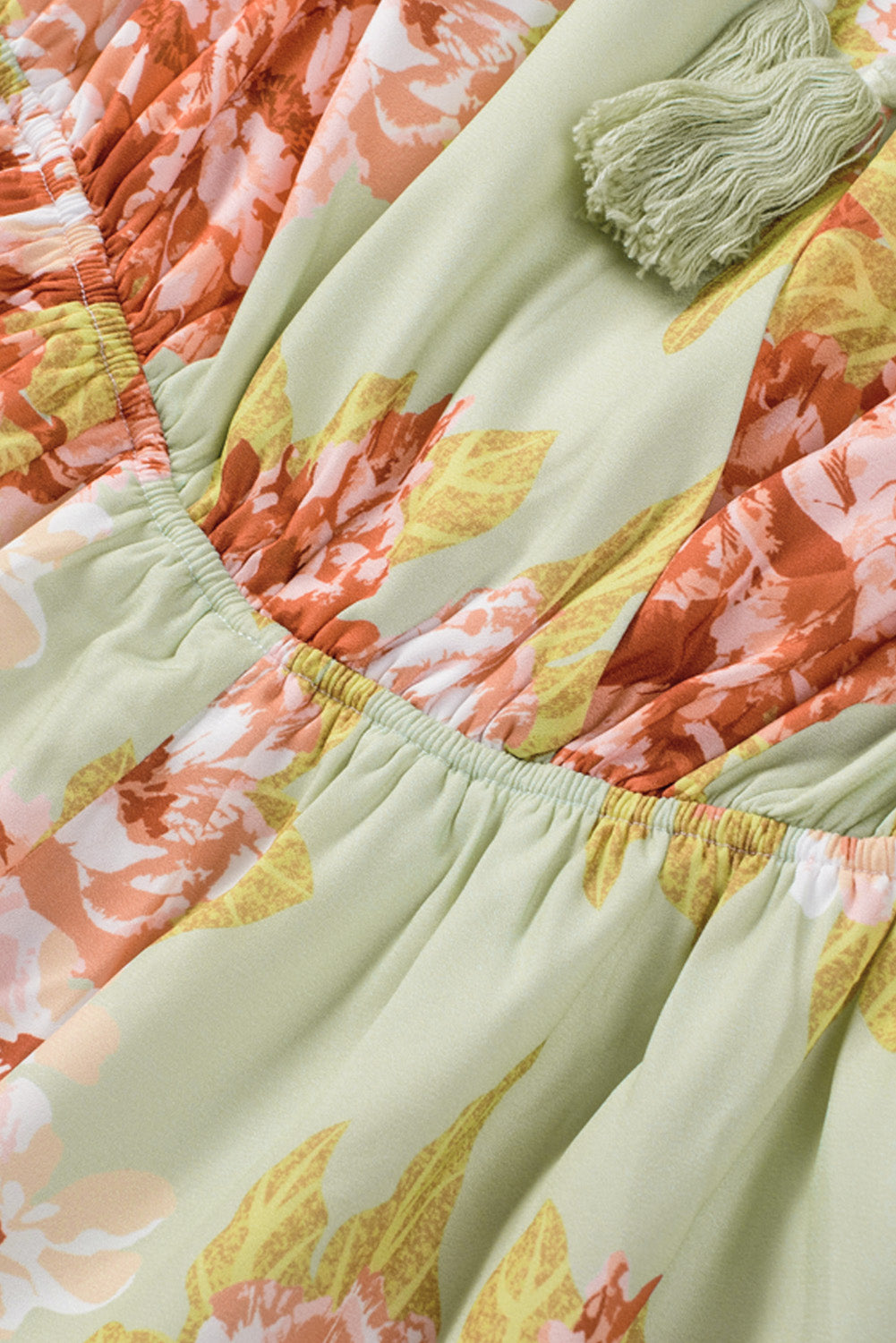 Floral Off-Shoulder Tassel Tie Romper